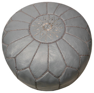 Moroccan Leather Pouf - Mediterranean - Floor Pillows And Poufs - by Moroccan Prestige