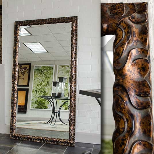 Large floor mirror on bronze rustic frame Contemporary Freestanding
