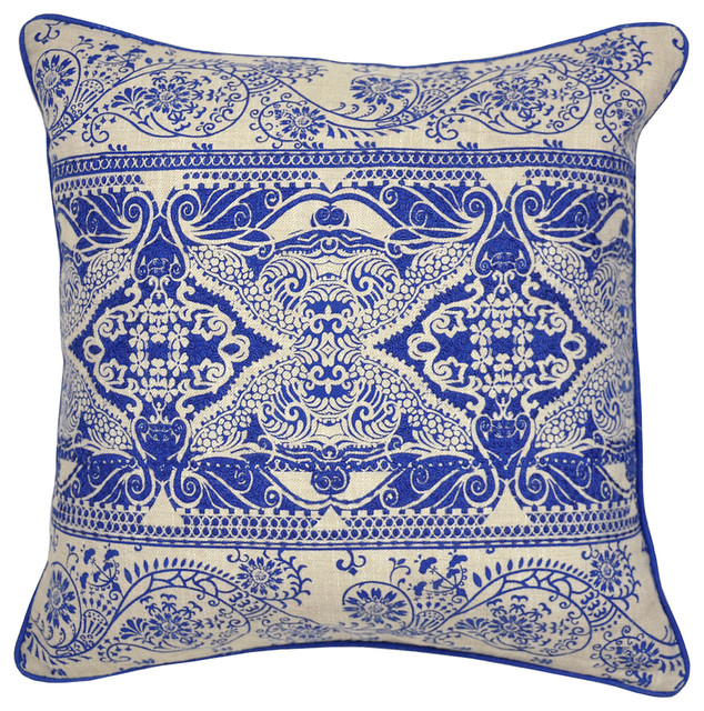 Marquesa Dark Blue Pillow (Set of 2) Mediterranean Decorative Pillows by Design & Board, Inc.