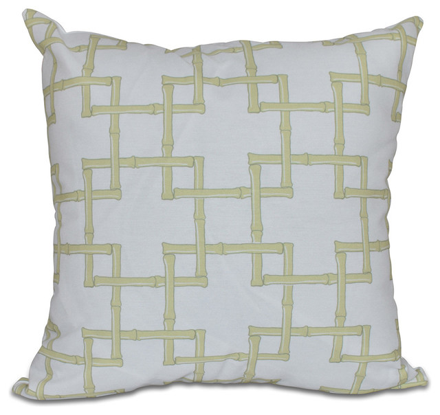 Bamboo 2, Geometric Print Pillow, Green, 16