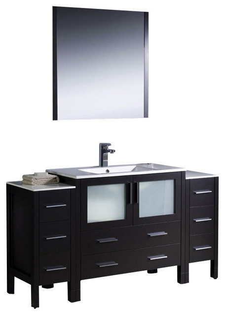 60 Inch Modern Single Sink Vanity in Espresso, Espresso (Very Dark ...