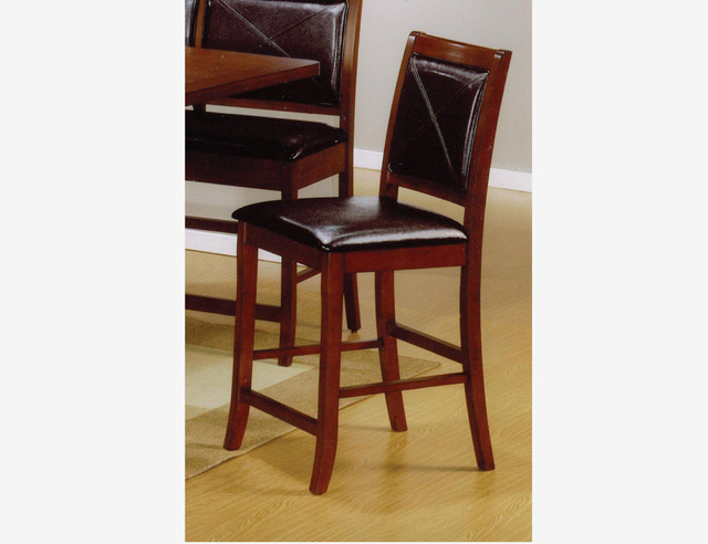 Brown Wood Counter Height Dining Chairs Leather Seat contemporary-bar ...