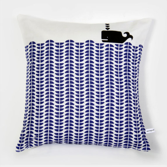Whale Throw Pillow, Delft Blue by Mengsel Design - Modern - Decorative Pillows - by Etsy