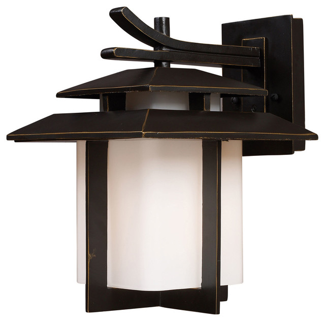 Kanso 1Light Large Outdoor Sconce In Hazelnut Bronze Asian Outdoor