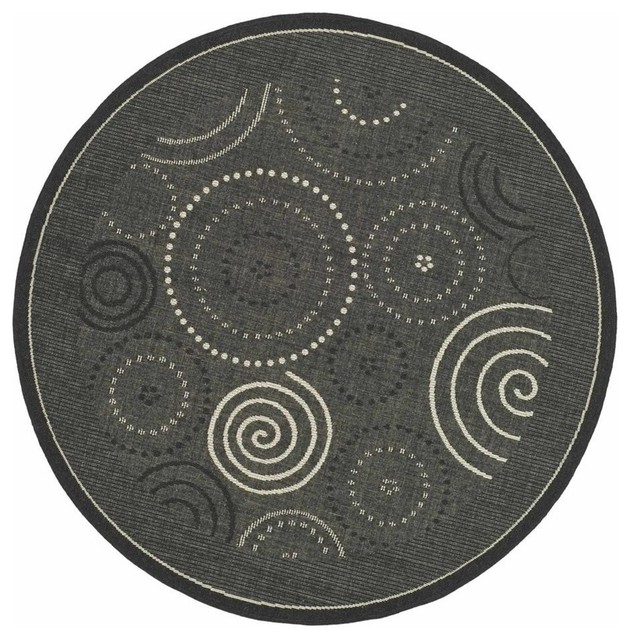 Round Rug in Black (5 ft. 3 in.) Contemporary Area Rugs by ShopLadder