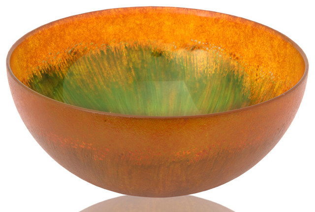 Handcrafted Glass Amber Bowl, Extra Large - Contemporary - Decorative ...