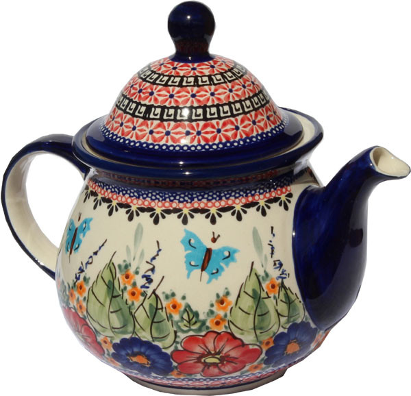 Polish Pottery Teapot 1.8 Qt., Pattern Number 149 Art Farmhouse