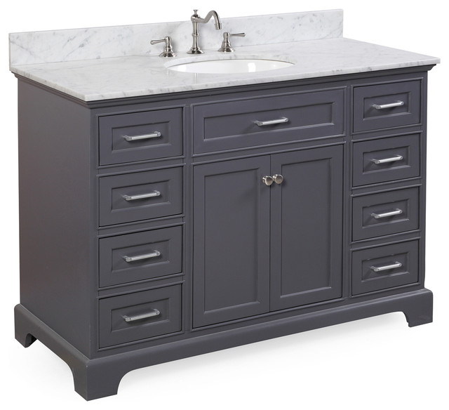 Aria Bath Vanity, Carrara and Charcoal Gray, Single, 48" Transitional