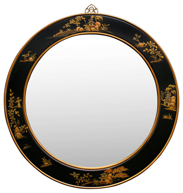 37in Chinoiserie Round Mirror Asian Mirrors by China Furniture