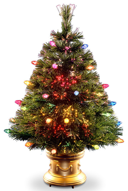 48 inch fiber optic tree with multi faceted bulbs and gold 48 inch fiber optic tree with multi faceted bulbs and gold