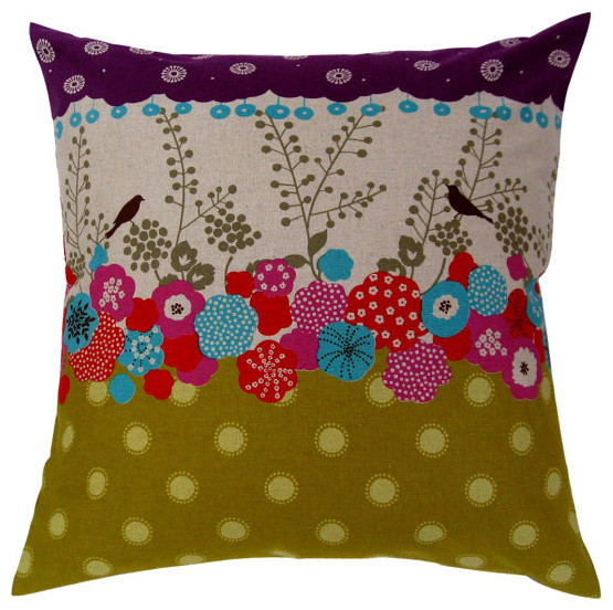 Bird Border Lime Designer Toss Pillow Cover by ModDiva on Etsy