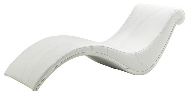 MODERN WHITE LEATHER LOUNGE CHAISE ESSEX - Modern - Indoor Chaise