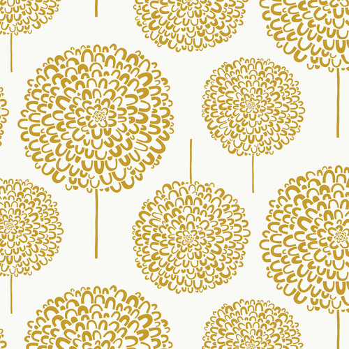 Hydrangea Wallpaper, Gold, Roll