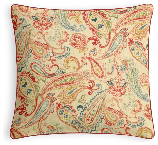 Red Paisley Outdoor Pillows 44