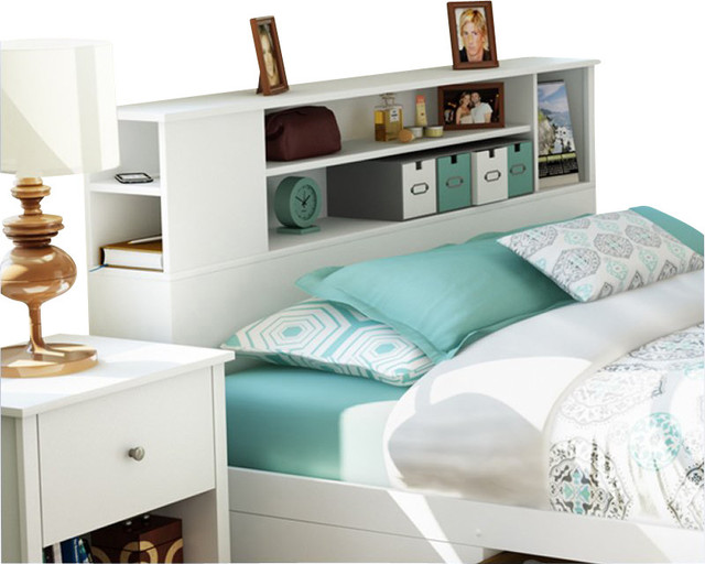 South Shore Breakwater Full / Queen Bookcase Headboard in Pure White