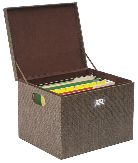 Hanging File Box With Lid, Woven Rattan Contemporary Filing by Great Useful Stuff