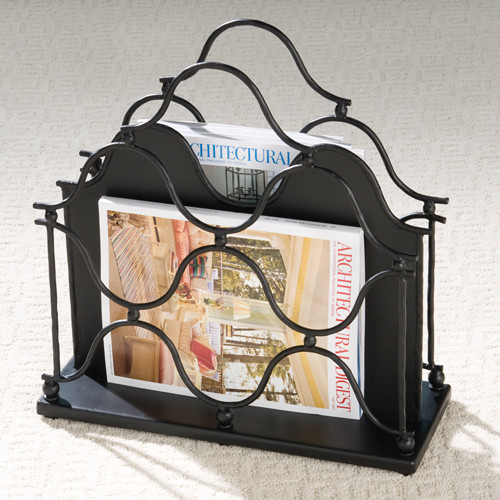 Arabesque Magazine RackAged Bronze Finish Traditional Magazine