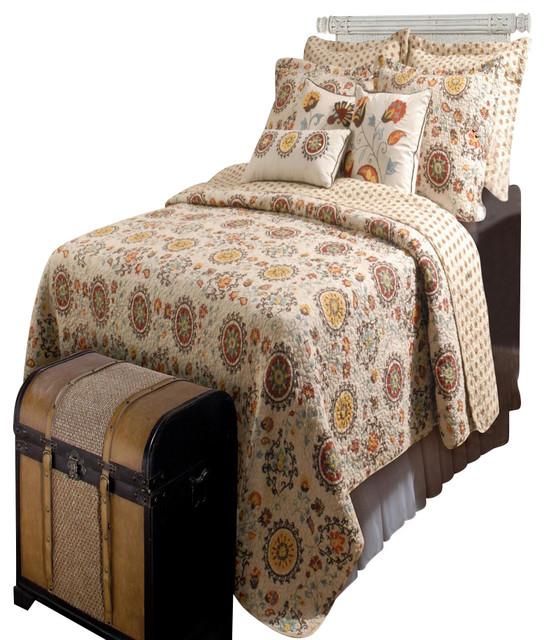 Greenland Home Andorra Quilt And Sham Set, 2Piece Twin Traditional Bedspreads by