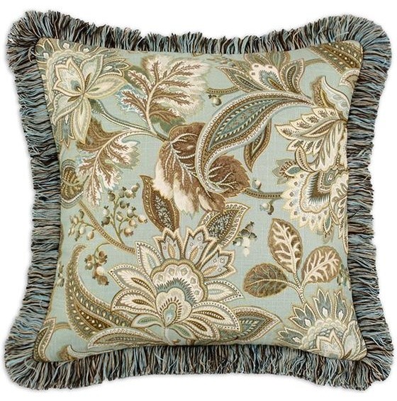 Custom Fringed Square Pillow Traditional Decorative Pillows
