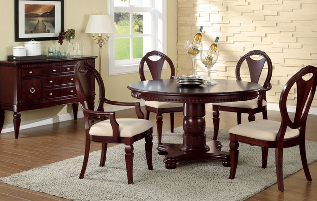 Cherry Wood Round Dining Room Set