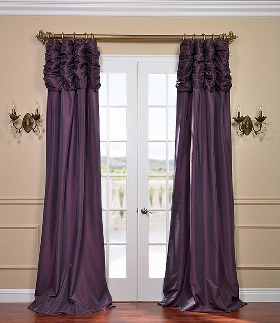 Dahlia Ruched Faux Solid Taffeta Curtain Contemporary Curtains san francisco by Half