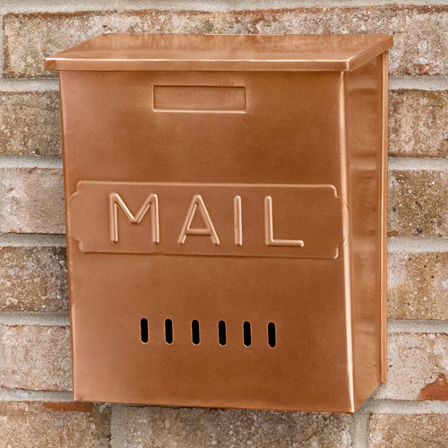 Vertical 'Mail' WallMount Copper Mailbox Traditional Mailboxes