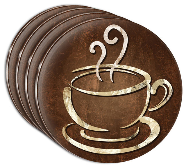 Coffee Cup Acrylic Coaster, Set of 4 Contemporary Coasters by