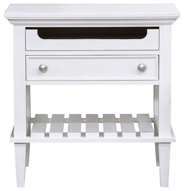 Boathouse Casual White Wood Open Nightstand Beach Style Nightstands