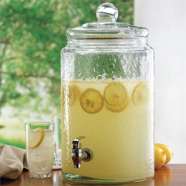 Glass Hammered Drink Jug with Spigot Traditional Serveware by