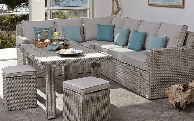 Praslin Rattan Effect Sofa & Dining Table - Contemporary - Sunroom