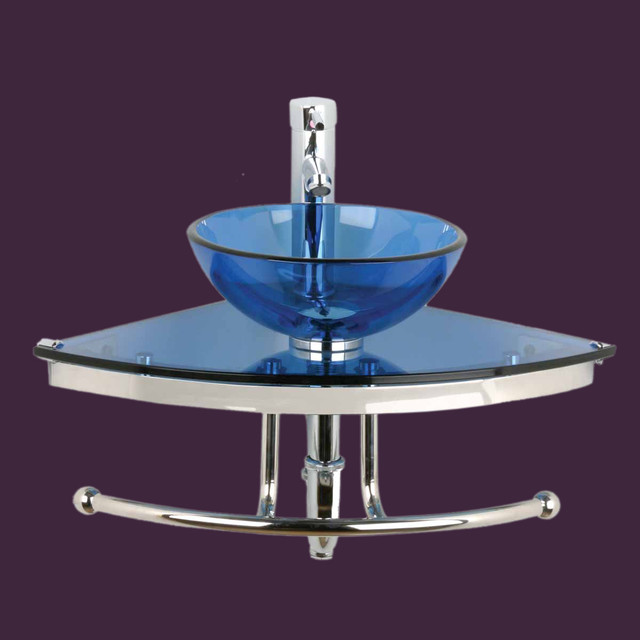 Corner Sinks Blue Glass Mini Wall Mount Vessel Corner Sink 10890 ...