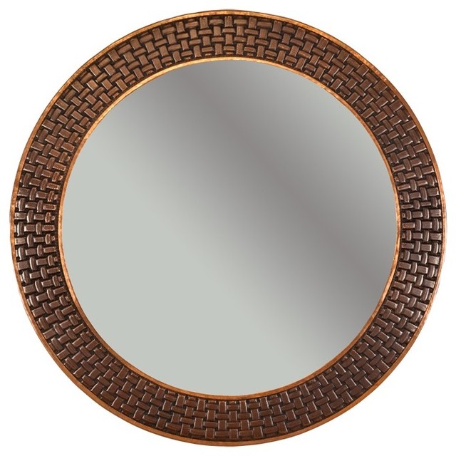 Premier Copper 34″ Hand Hammered Round Copper Mirror with Decorative