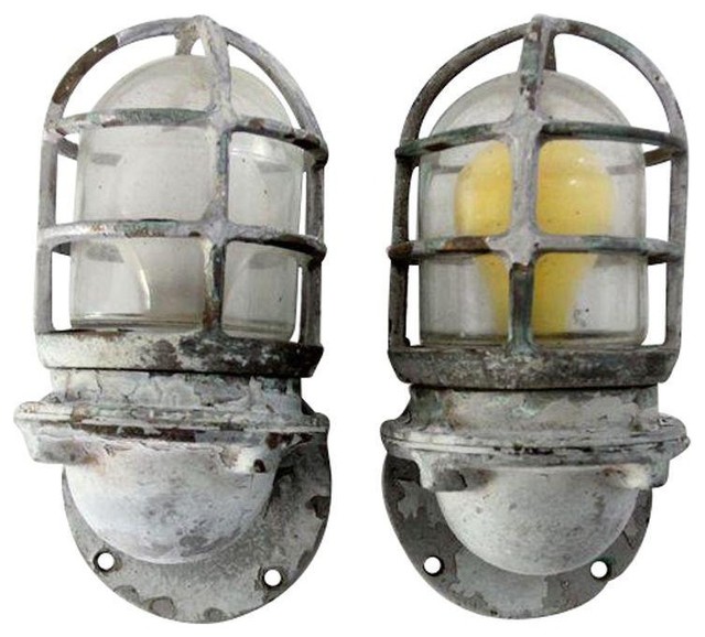 Vintage Pauluhn Ship Lights Boat Sconces - A Pair - Industrial - Wall Sconces