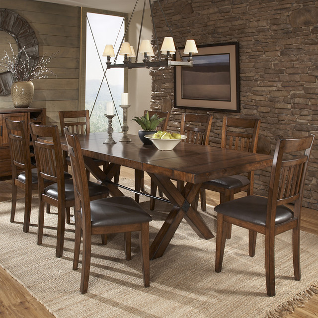 TRIBECCA HOME Inverness Warm Oak Turnbuckle Extending Dining Table