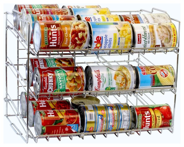 DecoBros Supreme Stackable Can Rack Organizer, Chrome Finish Contemporary Pantry And