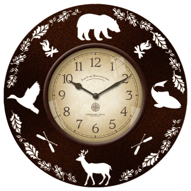 Lodge Collection Clock Rustic Wall Clocks by FirsTime Manufactory