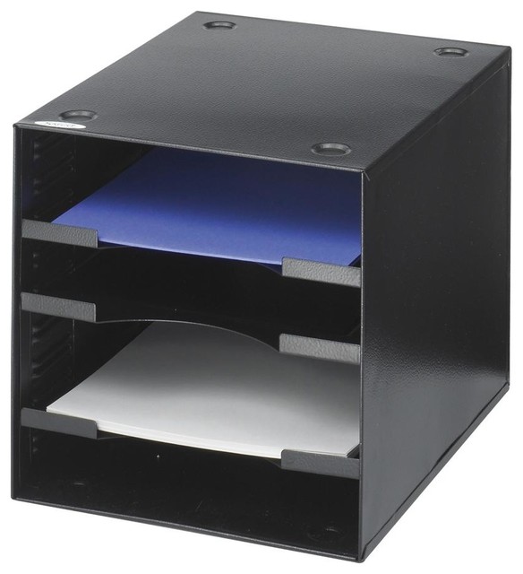 Steel Desktop Organizer w 4 Compartments Contemporary Desk Accessories by ShopLadder