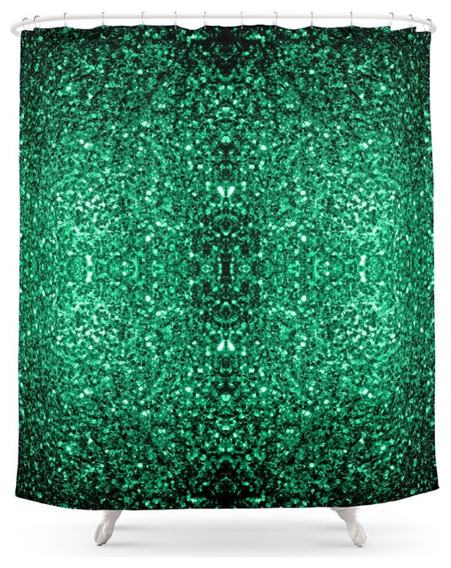 Society6 Beautiful Emerald Green Glitter Sparkles Shower Curtain