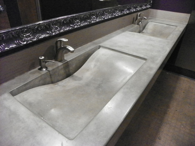 concrete sinks bathroom modern sink integral vanity countertop counter bath double gfrc cement denver contemporary tops