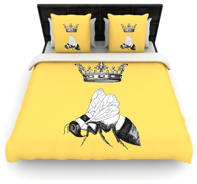 Catherine "Queen Bee" Canary Yellow Fleece Duvet Cover, King