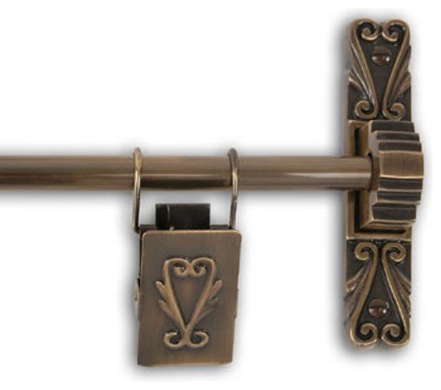 Antique Brass 36inch Victorian Scroll Tapestry Hanger Contemporary