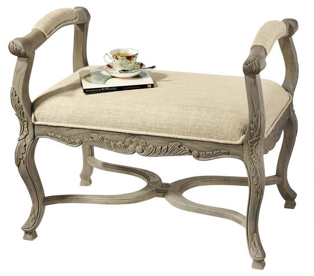 HandCarved Solid Hardwood Antique Replica Hall Bench Traditional