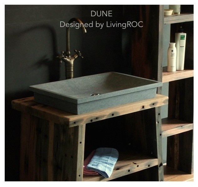 DUNE 23"x16" GRAY GRANITE BATHROOM VESSEL SINK craftsmanbathroom