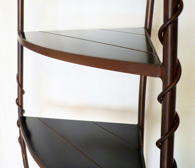 Curvy Corner Upcycled Steel & Wood Shelf Unit Contemporary Display