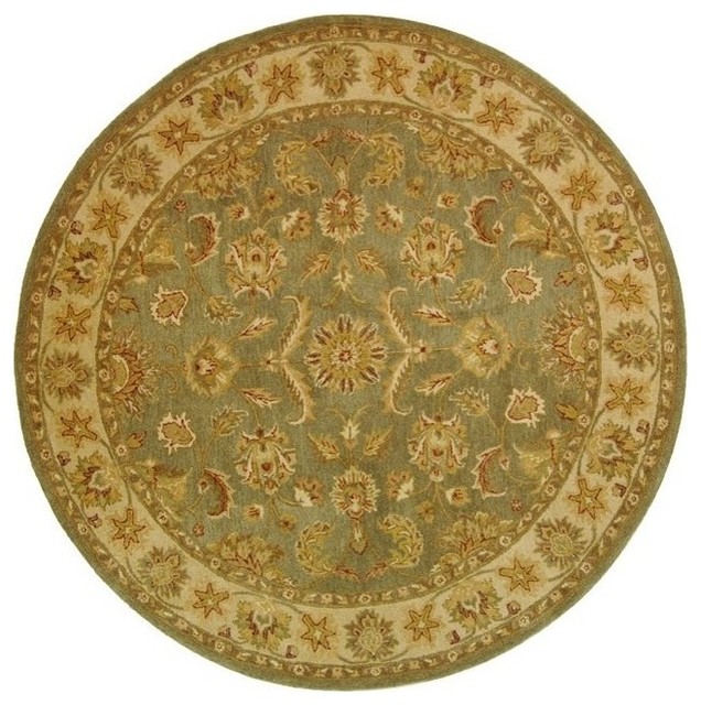 8 ft. Round Rug in Green & Gold Traditional Area Rugs by ShopLadder