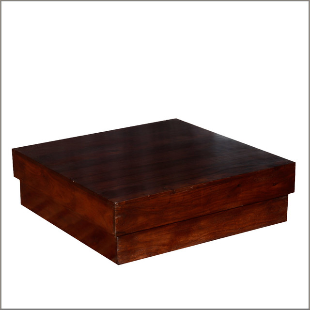 Solid Wood Square Contemporary Platform Unique Coffee Table Rustic Coffee Tables San