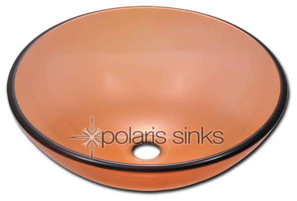 Polaris P106CO Coral Colored Glass Vessel Sink modern-bathroom-sinks