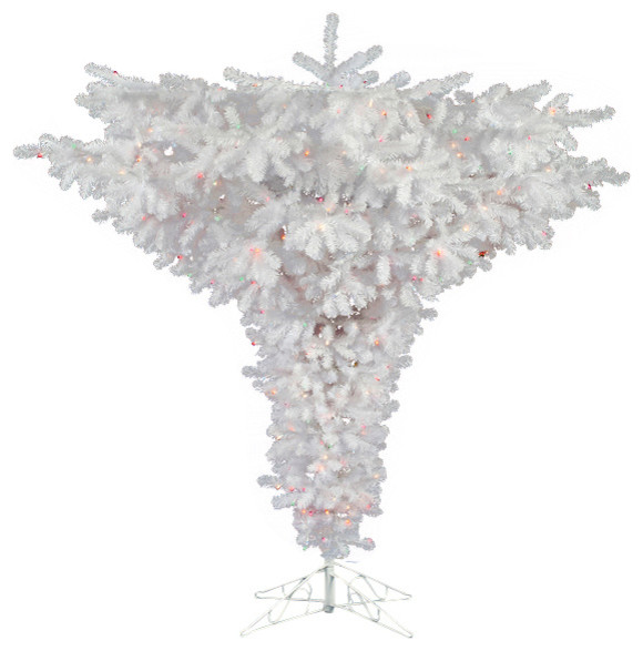 PreLit Crystal White Spruce Upside Down Artificial Christmas Tree