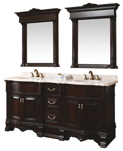 Westport 72" Double with Marble Countertop Bathroom Vanity in Dark Cherry Vanity Tops And Side