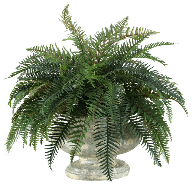 Artificial River Fern in Large Garden Urn Mediterranean Artificial